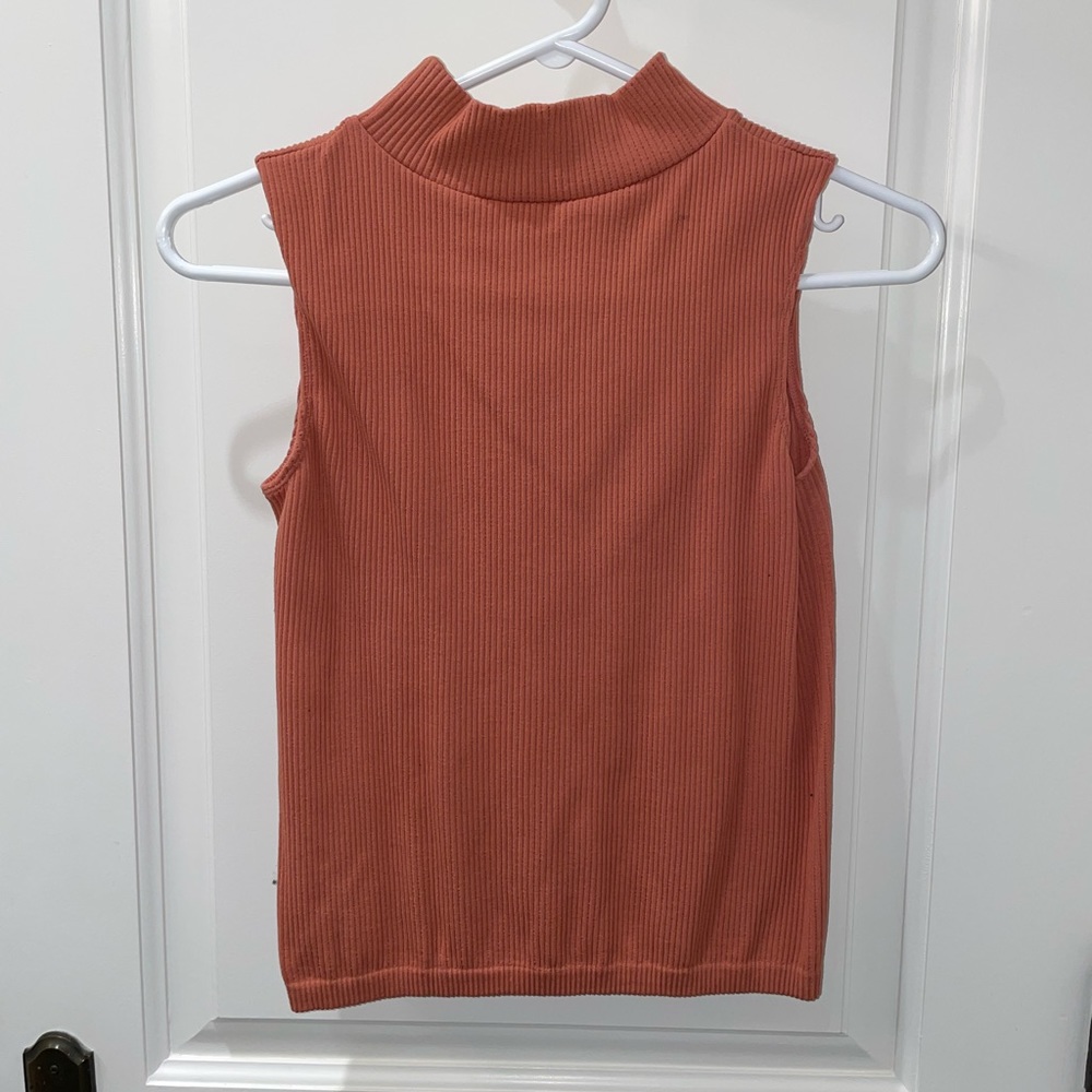 Mock neck ribbed top